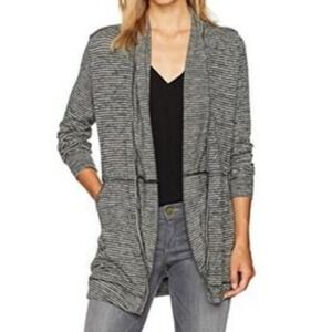 Abercrombie & Fitch XS Striped Open Front Cardigan‎ Black White Soft Cozy Layer